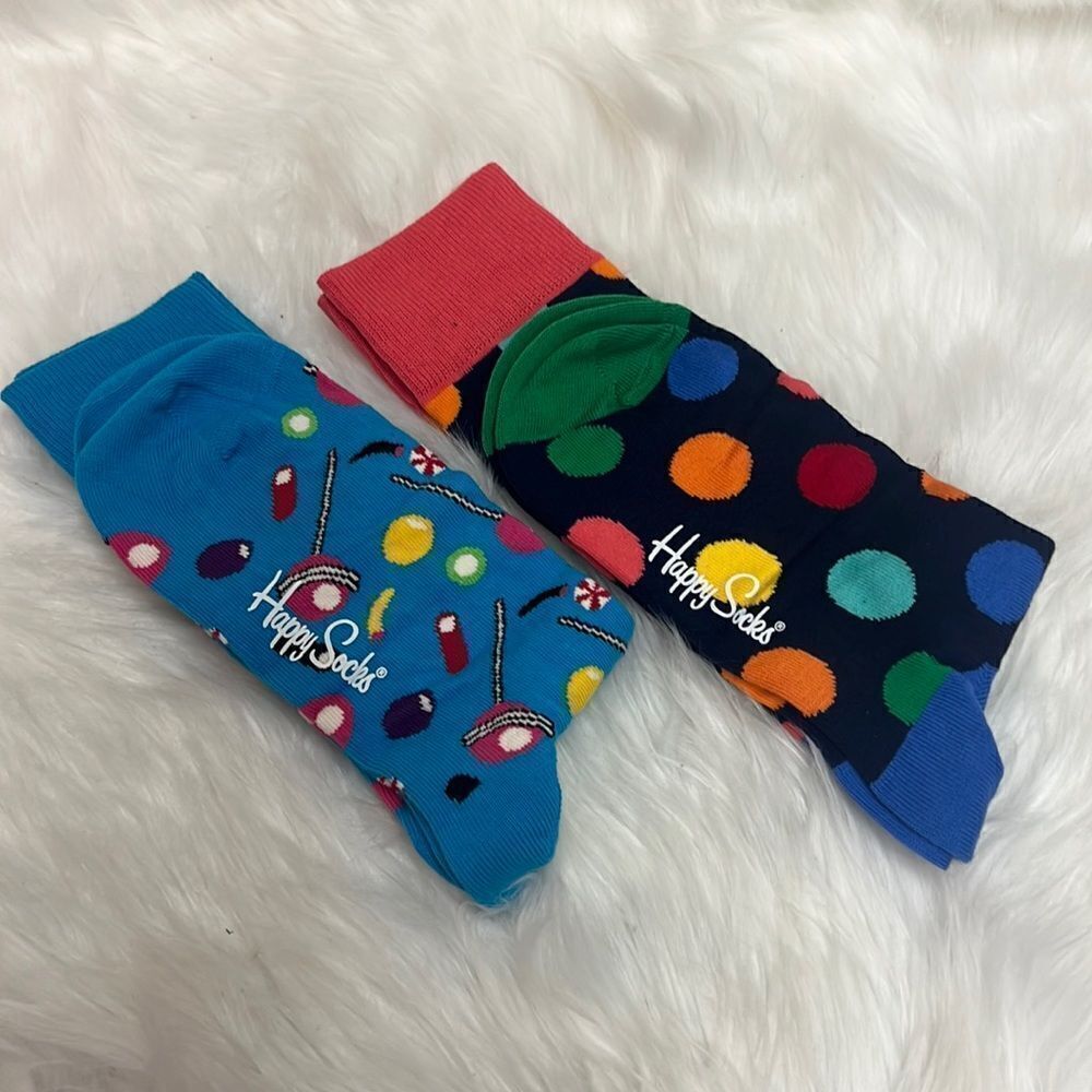 HAPPY SOCKS NWT MENS‎ 8-12/ WOMENS 10-12.5 (lot of 2 pairs).